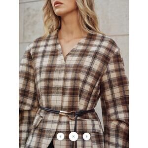 commense  Plaid Tweed Coat  Without  belt Sz L